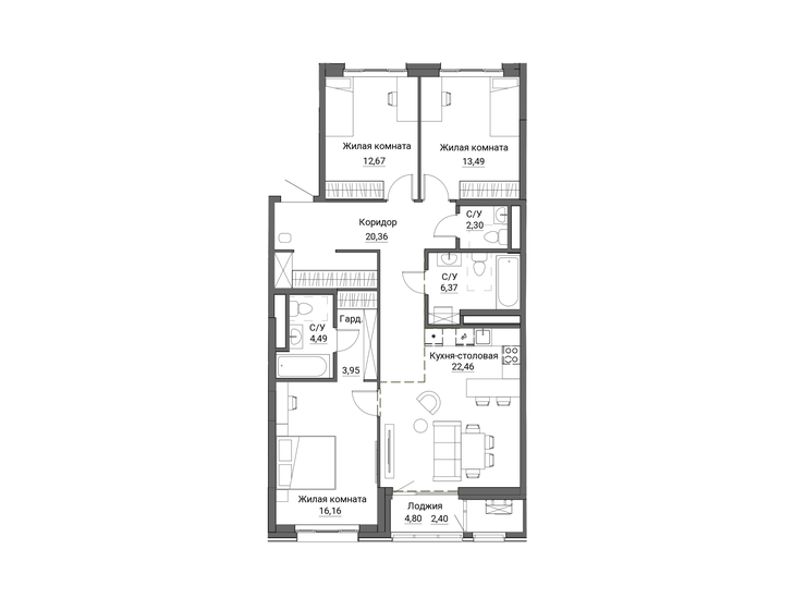 162 м², 4-комнатная квартира 32 390 000 ₽ - изображение 119