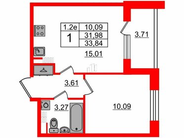 Квартира 32 м², 1-комнатная - изображение 1