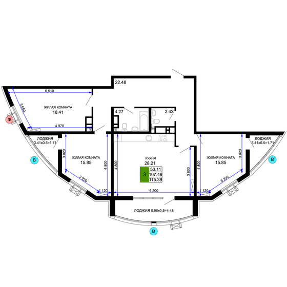 115,4 м², 3-комнатная квартира 15 000 700 ₽ - изображение 1