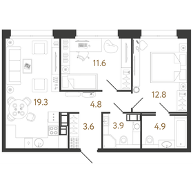 54,1 м², 3-комнатная квартира 10 300 000 ₽ - изображение 115