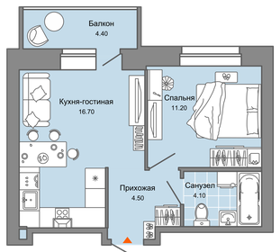 Квартира 38 м², 2-комнатная - изображение 1