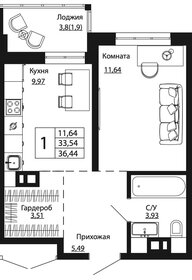 Квартира 36,6 м², 1-комнатная - изображение 1