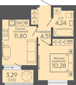 32,4 м², 1-комнатная квартира 4 164 000 ₽ - изображение 8