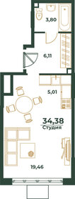 Квартира 34,4 м², студия - изображение 1