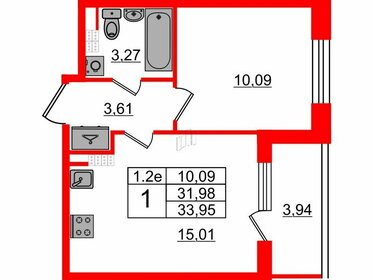 Квартира 32 м², 1-комнатная - изображение 1