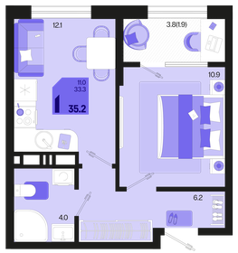 Квартира 35,2 м², 1-комнатная - изображение 1