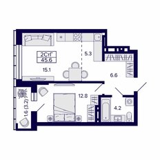 Квартира 45,6 м², 2-комнатная - изображение 2