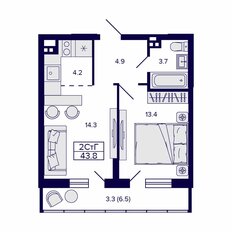 Квартира 43,8 м², 2-комнатная - изображение 2