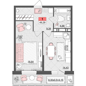 92 м², квартира-студия 6 000 000 ₽ - изображение 142