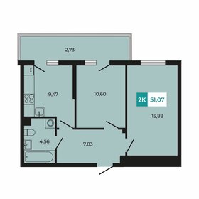 Квартира 51,1 м², 2-комнатная - изображение 1