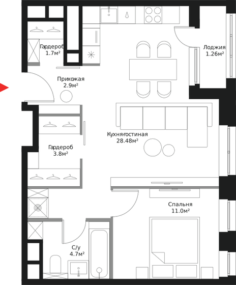 53,8 м², 2-комнатная квартира 21 293 990 ₽ - изображение 27