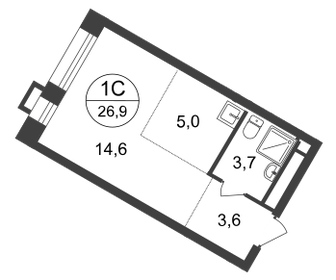 Квартира 26,9 м², студия - изображение 1