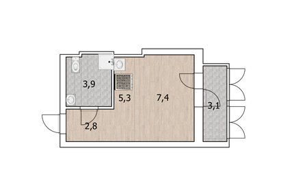 Квартира 21 м², студия - изображение 1