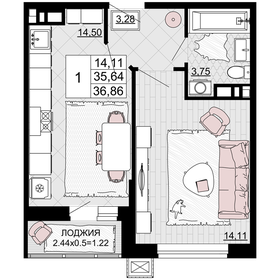 34,1 м², 1-комнатная квартира 4 200 000 ₽ - изображение 57