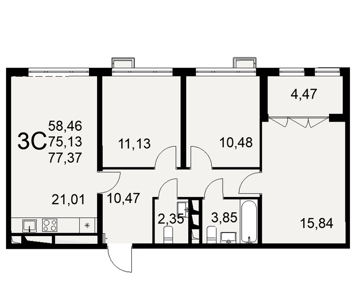 80,8 м², 3-комнатная квартира 8 790 000 ₽ - изображение 43