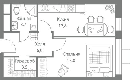 Квартира 41 м², 1-комнатная - изображение 1