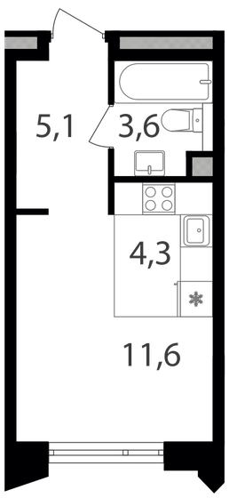 24,6 м², квартира-студия 14 044 140 ₽ - изображение 1