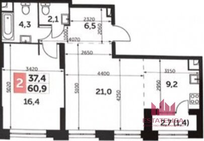 Квартира 60,9 м², 2-комнатная - изображение 1