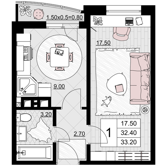 33,2 м², 1-комнатная квартира 9 096 800 ₽ - изображение 9