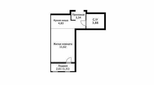 Квартира 26 м², студия - изображение 1