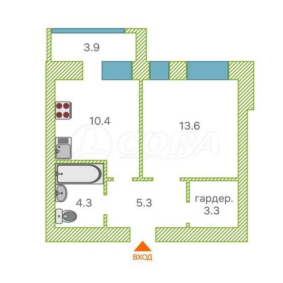 37,5 м², 1-комнатная квартира 5 700 000 ₽ - изображение 1
