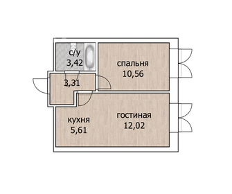 Квартира 34,9 м², 2-комнатная - изображение 1