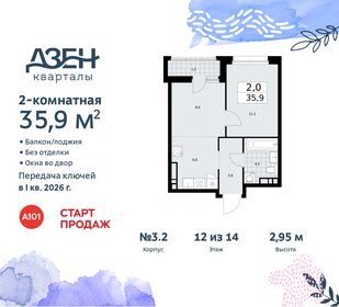 35,9 м², 2-комнатная квартира 10 618 255 ₽ - изображение 3