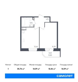 Квартира 35,8 м², 1-комнатная - изображение 1