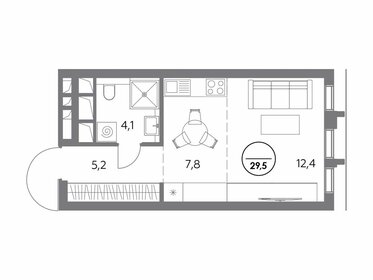 Квартира 29,5 м², студия - изображение 1