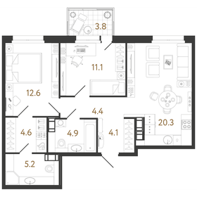 Квартира 67,2 м², 2-комнатная - изображение 1