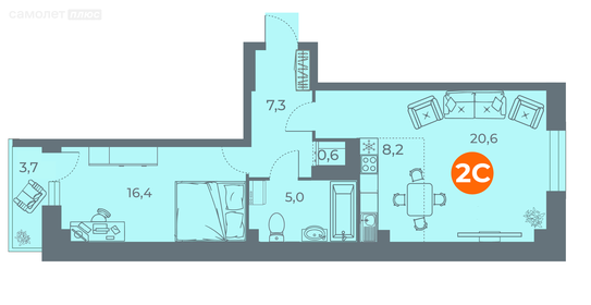 69,3 м², 2-комнатная квартира 12 000 000 ₽ - изображение 35