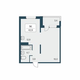 Квартира 42,9 м², 1-комнатная - изображение 1