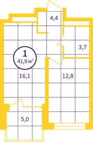 40,1 м², 1-комнатная квартира 4 630 000 ₽ - изображение 69