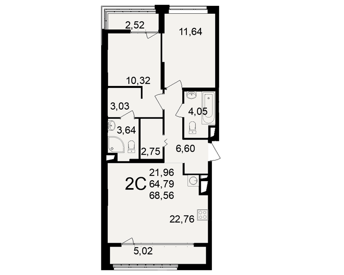 67,6 м², 2-комнатная квартира 7 605 000 ₽ - изображение 28