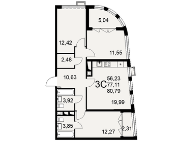 79 м², 3-комнатная квартира 9 300 000 ₽ - изображение 58