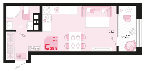 31 м², квартира-студия 3 100 000 ₽ - изображение 78