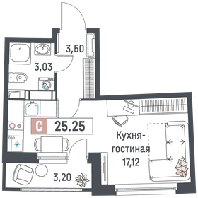 Квартира 25,3 м², студия - изображение 1