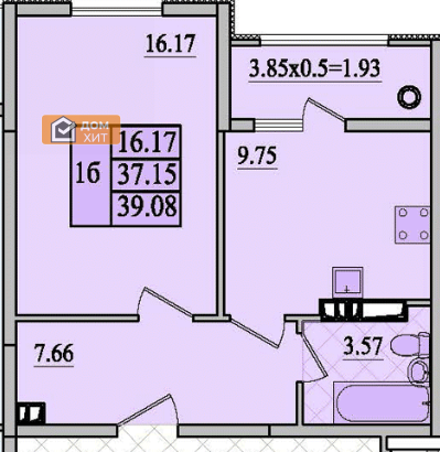 39,1 м², 1-комнатная квартира 7 350 000 ₽ - изображение 1