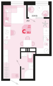 30,6 м², 1-комнатная квартира 3 000 000 ₽ - изображение 63