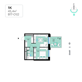 45 м², 1-комнатная квартира 18 774 000 ₽ - изображение 23