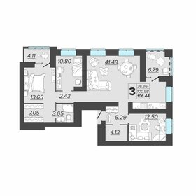 Квартира 106,4 м², 3-комнатная - изображение 1