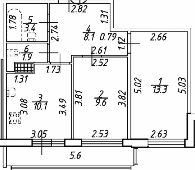 53,1 м², 2-комнатная квартира 9 740 000 ₽ - изображение 1