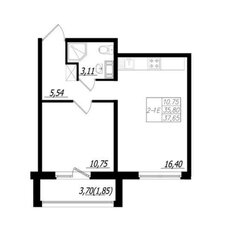 Квартира 37,7 м², 1-комнатная - изображение 2