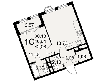 Квартира 42,1 м², 1-комнатная - изображение 1
