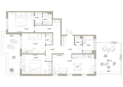 Квартира 104,4 м², 3-комнатная - изображение 1