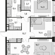 Квартира 83,8 м², 3-комнатная - изображение 2