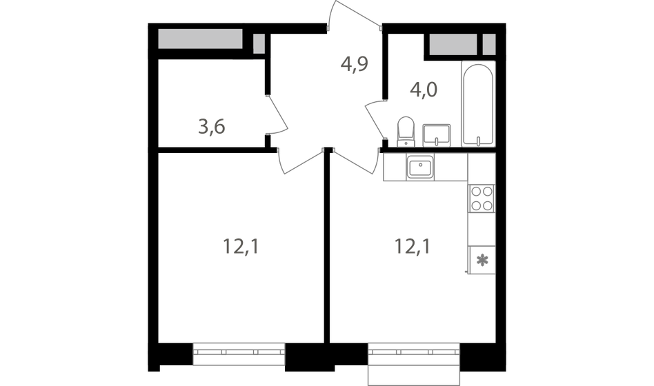 36,7 м², 1-комнатная квартира 13 670 750 ₽ - изображение 1