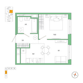 Квартира 31,8 м², 2-комнатная - изображение 1