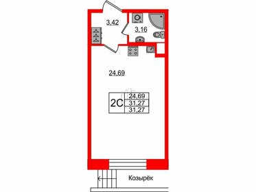 Квартира 31,3 м², студия - изображение 1