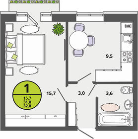 26,3 м², 1-комнатная квартира 3 120 000 ₽ - изображение 62
